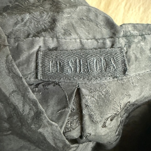 CP‎ Shades Silk Navy Floral Damask Long Sleeve Collared Blouse Top Medium - Picture 8 of 11